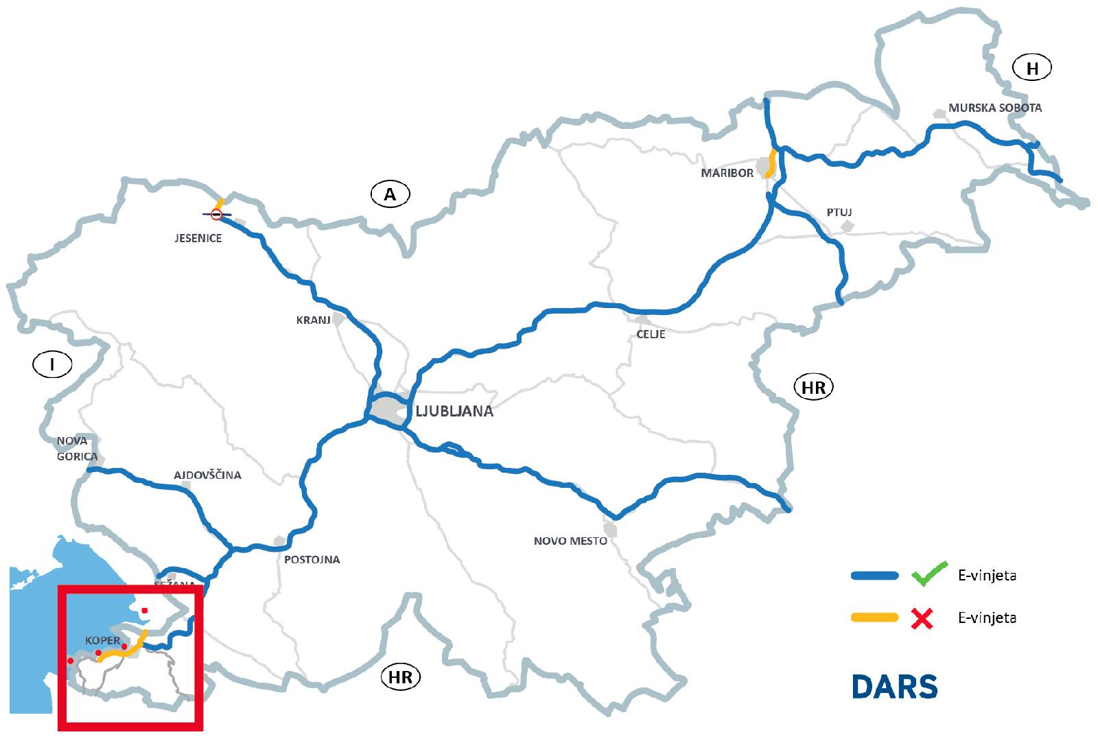Платные дороги Словении карта